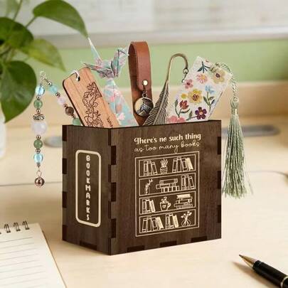 1 Set offener natürlicher Lesezeichen-Organizer, modische Schreibwaren-Aufbewahrung, tolles Geschenk für Buchliebhaber