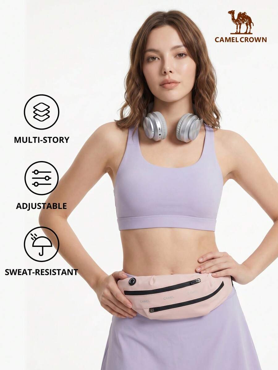 CAMEL CROWN Outdoor Sports Waist Bag, Compact Portable Waist Pack For Running, Cycling, Fitness, Unisex - Rose Pink - View 1