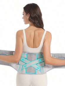 Back Brace Lower Back Relief - Women & Men Breathable Mesh Design Removable Stays Lower Back Support With 2 Different Hardness Sets Gym Accessories Lumbar Girdles - 灰色 - 查看 1