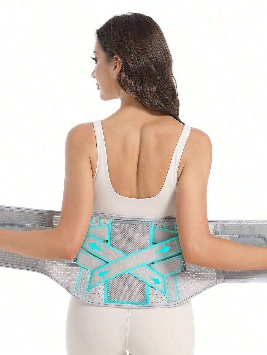 Back Brace Lower Back Relief - Women & Men Breathable Mesh Design Removable Stays Lower Back Support With 2 Different Hardness Sets Gym Accessories Lumbar Girdles - 灰色 - 查看 1