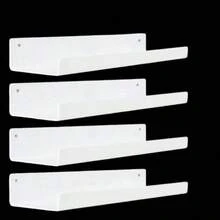 1/2/3/4/6 件装白色亚克力悬浮置物架，免钻孔壁挂式幼儿园书架，壁挂式储物工具架，浴室壁挂式置物架 - 白色 - 查看 10