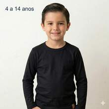 Basic Long-Sleeved T-Shirt For Boys, Premium Cotton, Comfortable, Casual, Versatile, For Boys Ages 4-14 - 黑色 - 查看 13