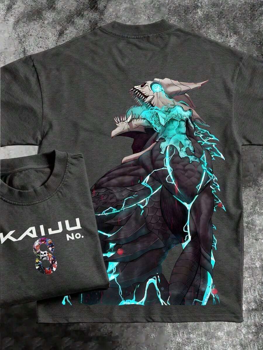 Pure Cotton Men's Anime T-Shirt – Otaku Chic Manga Majesty Realm Fandom Flair Geek Groove Fashion Statement For Anime Lovers, Cool Graphic Tee For Fans, Stylish Casual Wear, Pop Culture Apparel, Must-Have For Anime Enthusiastssummer Outfits For Womengraphic Tees - 灰色 - 查看 1