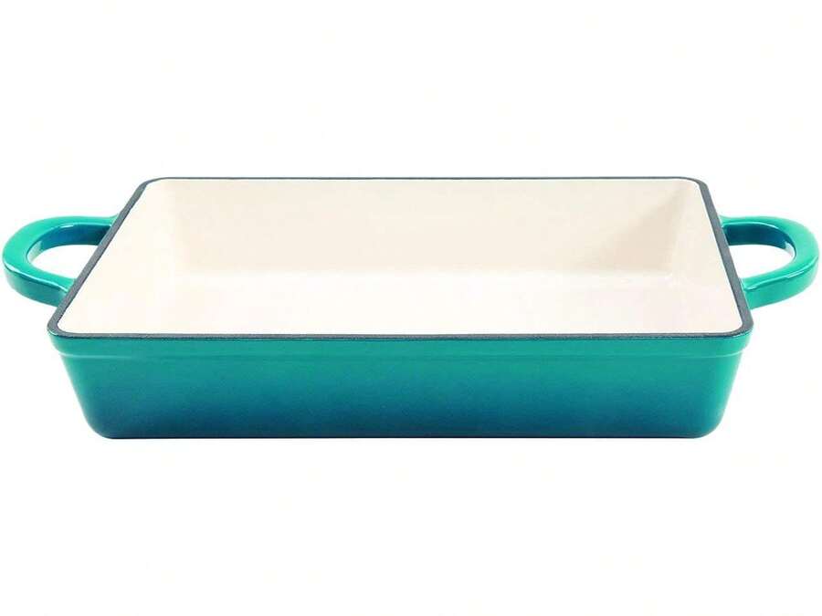 Crock-Pot Crock Pot 112008.01 Artisan Enameled Cast Iron 13-Inch Lasagna Pan, Teal Ombre - 查看 1