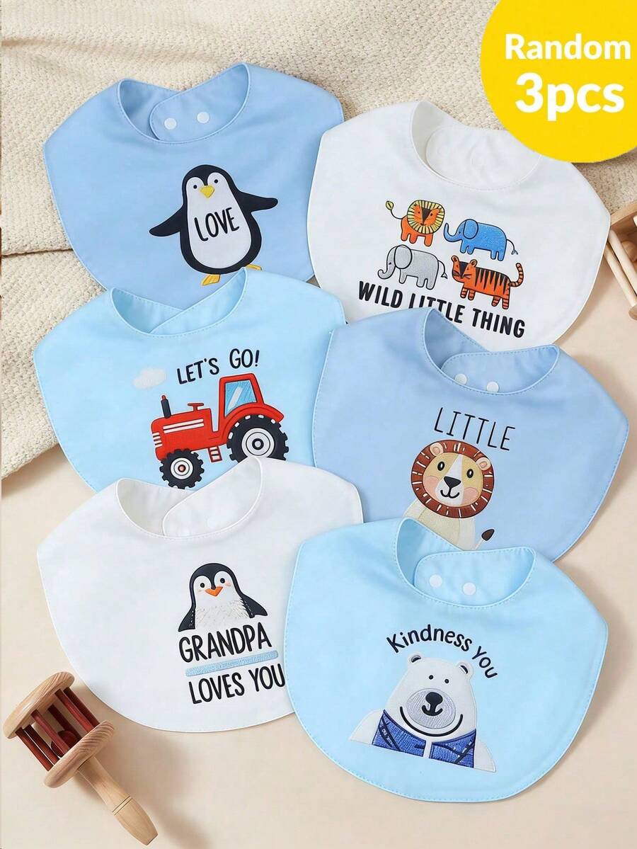 momscare Set de 3 baberos para bebé con patrones de animales lindos surtidos - Multicolor - Ver 1