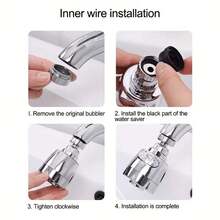 1/2件套通用房车水龙头适配器，厨房水龙头连接器，360°旋转，可调节圆形，房车水龙头喷头，厨房小工具，延长杆 - 銀色 - 查看 10