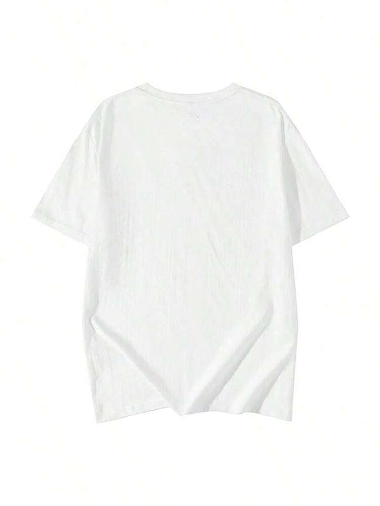 100% Cotton Casual T-Shirt For Women With Pink Leopard Print, Soft Fabric, Loose Fit, Round Neck And Short Sleeves. Ideal For Spring And Summer, Everyday Wear, Sweatshirt Style, Versatile And Fashionable. - White - View 5