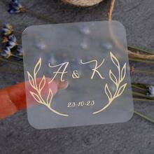 50pcs Customized Gold Foil Stickers, Square Wedding Stickers, Wedding Party Gift Stickers Labels, Customized Favor Thank You Labels - Multicolor 1 - View 18