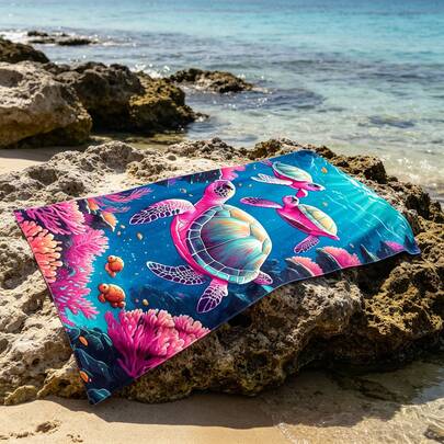 1条红色时尚沙滩巾，现代方形大号超柔软吸水轻便毛巾，适用于沙滩、淋浴、游泳池、露营、旅行，沙滩用品，度假必备