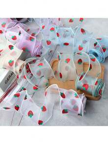 Pita Chiffon Motif Stroberi 1 Yard dengan Tepi Bergelombang, Pita Chiffon Stroberi Transparan Grosir, Pita Motif Buah Lembut yang Lucu Cocok untuk Membuat Aksesori Rambut, Pembungkus Kado, Dekorasi Pernikahan, Kerajinan DIY, dan Kue - Berbagai gaya - View 9
