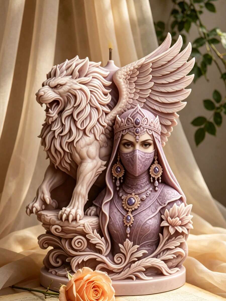 3D飞狮女神硅胶蜡烛模具,神话女性雕塑蜡烛制作模具,DIY蜡、树脂、石膏模具,适用于家居装饰和礼品 - A - 查看 1