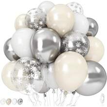 Globos Blanco Perla País de las Maravillas de Invierno, Globos de Copos de Nieve de 12 Pulgadas Blanco Arena Perla y Plateado Metálico para País de las Maravillas de Hielo y Nieve Boda Baby Shower - Copo de nieve blanco perla - Ver 1