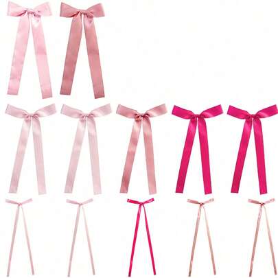 12 pezzi/set Decorazioni da parete con fiocchi rosa, decorazioni con fiocchi in nastro di raso multicolore, fiocchi di nastro fai-da-te per sfondo, adatti per camera da ragazza, compleanno, festa di nascità, addio al nubilato, Pasqua, San Valentino