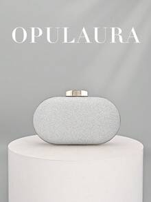 Bolso de mano tipo clutch de lujo con cristales brillantes para mujer de OpulAura, bolso de noche con diamantes brillantes para ocasiones formales, bolso de fiesta/boda/gala de moda con cadena - Plateado - Ver 6