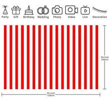 1 Peça Painel de Bottom para Festa com Tema de Listras Vermelhas e Brancas (210 x 150 cm / 180 x 135 cm / 150 x 100 cm / 100 x 70 cm), Pano de Bottom para Festa com Tema de Circo, Decorações para Festa de Aniversário, Decoração de Bottom para Reunião - Multicolorido - Visão 8