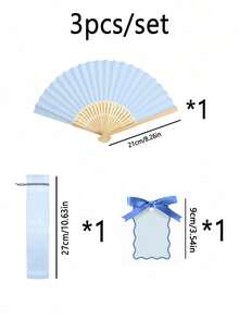 3/18/36pcs Wedding Gift Fan Set, Ladies Folding Fan, Green Bowknot, Transparent Organza Bag, Wedding Party Decor, Suitable For Bride Gift, Party, Birthday, Bridesmaid Photo Prop, Summer Fan, Event Party Supplies, Multi-Piece Party Gift Bag, 1pc - Baby Blue - View 7