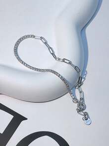 Dây chuyền bạc S925, mặt dây chuyền hình tròn hình học tối giản, dây mảnh mai, phù hợp đeo hàng ngày, quà tặng sinh nhật cho nữ. - Bạc - Xem 4