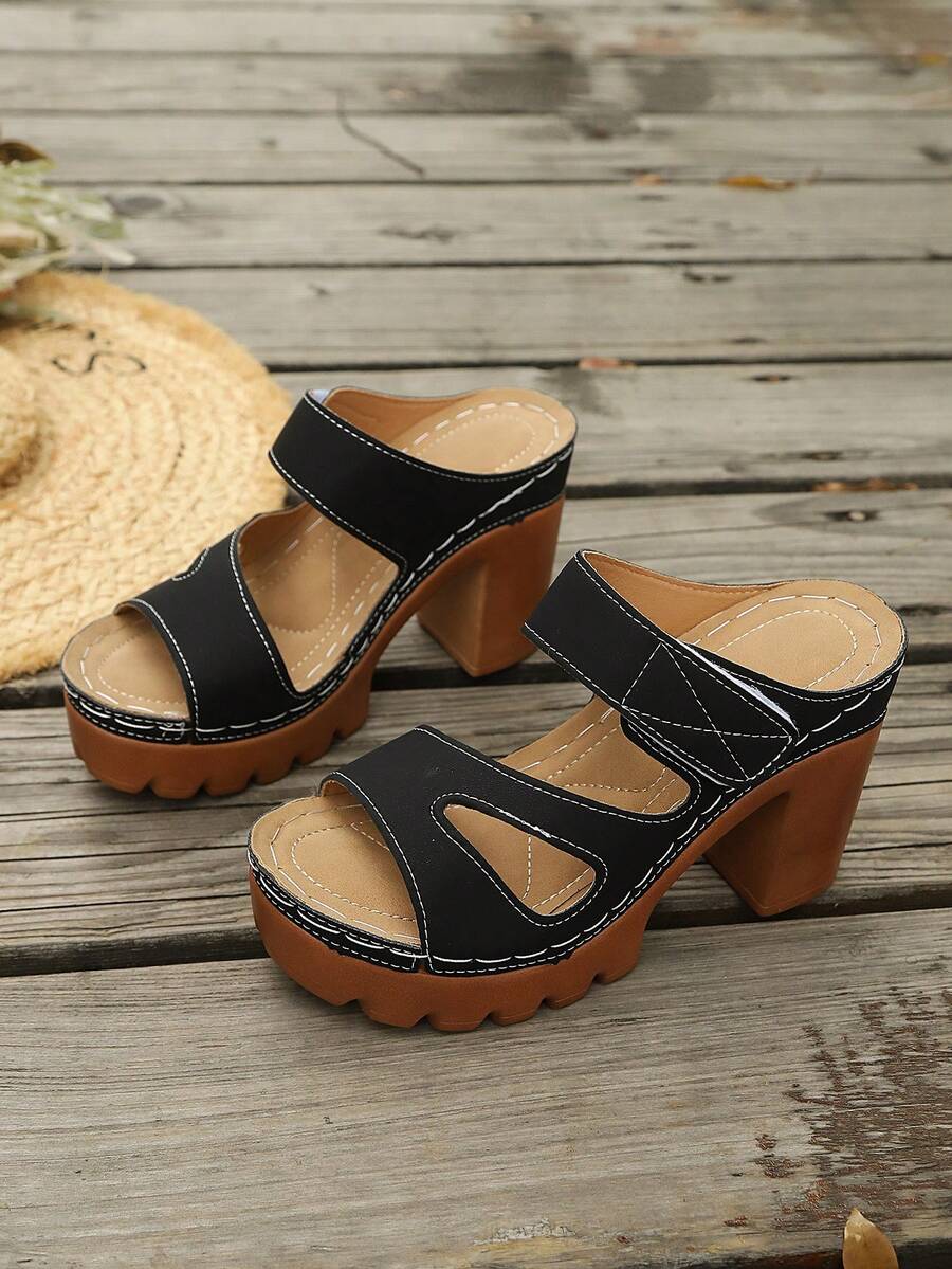 Summer New Soft Leather Square Toe Sandals, Kitten Heel Flip Flops, Versatile Thin Heel Thong Sandals For Women