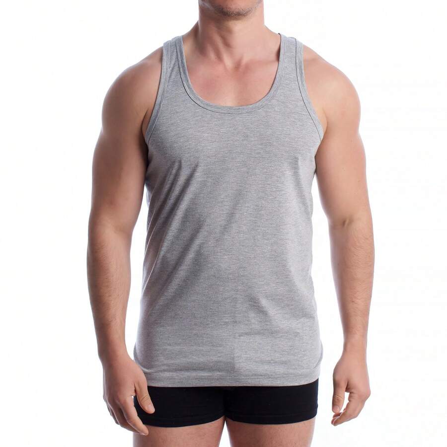 Q-EN Men Undershirt Tops - 灰色 - 查看 1