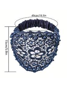 3 piezas de accesorios para el cabello con tocado de encaje elegante para mujeres, diademas anchas con flores vintage y perlas, piezas de moda para el cabello para bodas, fiestas y uso diario - Multicolor - Ver 3