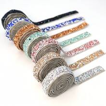 Shiny Rhinestone Strip, Resin Rhinestone Ribbon Self-Adhesive Diamond Strip Crystal Strip Glitter Diamond Waistband Sparkling Rhinestone Rope Suitable For Christmas Art Handmade Crafts Bags Phones Cars Wedding Cake Decoration, Adhesive Crystal Strip Clothing Ribbon Fashion Jewelry Decoration Accessories - Multicolor - View 3