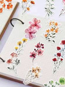 50pcs Unique Ink-Wash Floral Stickers Featuring Delicate, Blurred Floral Designs, Perfect For Decorating Notebooks, Skateboards And Planners. With A Variety Of Patterns, No Two Are The Same, Making Them Ideal As Rewards Or Festive Gifts. - View 3
