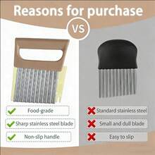 1/2pcs Stainless Steel Potato Masher And Wavy Cutter Set, With Non-Slip Handle, Multifunctional Kitchen Tool For French Fries And Mashed Potatoes - Multicolor - View 9