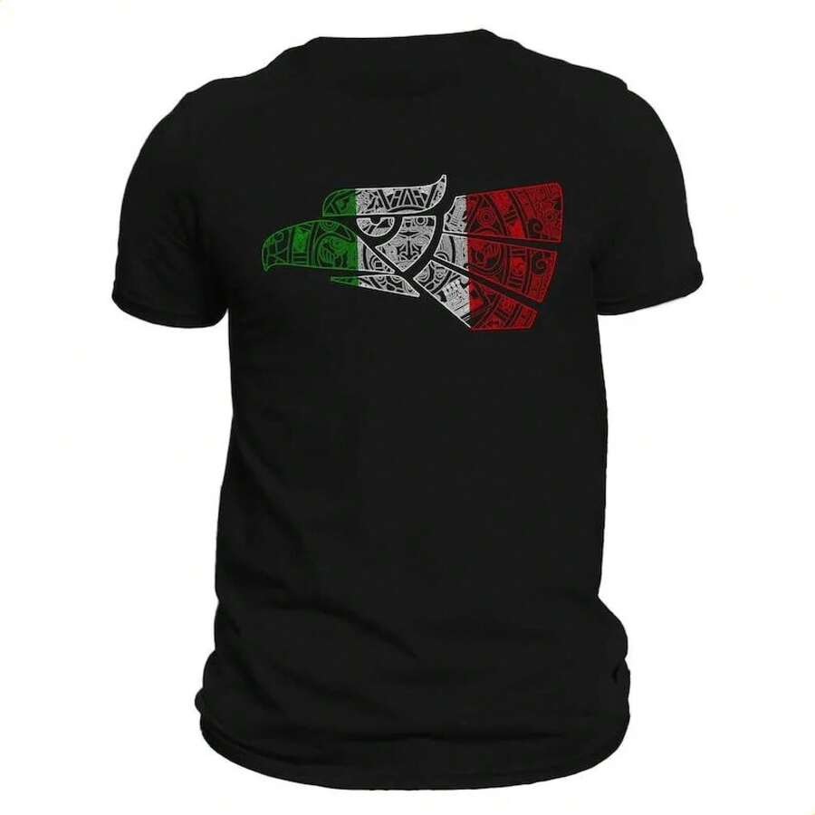 Camiseta Con Diseño De Calendario Azteca Con Forma De Águila - Negro - Ver 1