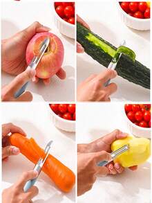 1/2 Stücke Edelstahl Obst- & Gemüseschäler, Apfelschäler, Kartoffelschäler, Gemüseschäler, Gurkenschneider, Multifunktions-Gemüseschneider, Melonenschneider, Multifunktions-Melonenschneider, Kartoffel-Verarbeitungswerkzeug, Küchen-Bohnen-Karotten-Zerkleinerer, Küchenhelfer, Multifunktions-Schaber, Nützlicher Küchenassistent - Verschiedenfarbig - Übersicht 7