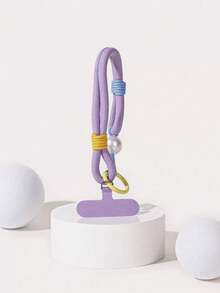 1 pieza Cordón de unicolor con perla falsa, Correa tejida para muñeca, Accesorio de colgante para funda de teléfono, Accesorio de pulsera - Multicolor - Ver 7