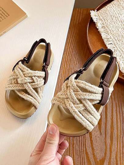 1 Pair Unisex Cute Baby Toddler Soft Bottom Fashion Casual Sandals, Anti-Slip Sports Beach Shoes, Suitable For Summer, Roman Style