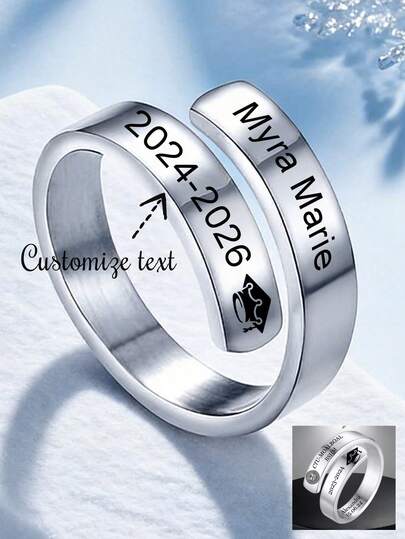 1 pieza Anillo personalizado de la clase de 2024, anillo de graduación, insignia de escudo familiar, regalo personalizado, regalo para compañeros de clase, estilo unisex, perfecto para la temporada de graduación.