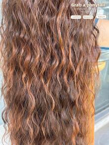36 Inch Long Lightweight Fully Natural Curly Drawstring Ponytail Black Color Soft Multi-Layer Clip-In Synthetic Hair Ponytail Extension For Women - Gradient Orange - View 6
