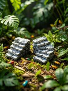 2pcs Mini Resin Decoration, Garden Mini Stone Steps, Walking Stairs Landscape Decoration, Outdoorstatue Set, Home Decoration, Garden Decoration Small Decoration, Doll House Decoration,Microlandscape DIY Decoration - Miniature Landscape Steps - View 2
