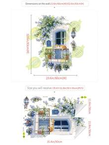 2pcs Removable Fake Window Vine Plant Wall Decor Stickers, Bedroom Wall Decals - 69313-rattan Lamp - View 3
