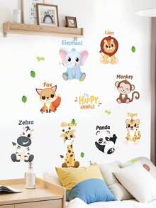 1 Set Cartoon Reading Wall Stickers, Inspirational English Slogan Self-Adhesive Wall Decals, Suitable For Study Room, Classroom, Library, Reading Corner Decoration, Colorful Book Illustrations And Motivational Texts, E.G. "Magic Is Everywhere, Relax Your Mind, All You Need Is A Book", Perfect To Inspire Reading Interest, 2D Cartoon Forest Animal Wall Stickers - Forest Animal Stickers - View 2