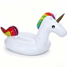 1 pieza Flotador inflable de unicornio arcoíris para piscina, material de PVC grueso para playa & piscina - Blanco - Ver 7