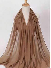 1 pieza Hiyab casual y versátil, modesto, de gasa de unicolor y ligero, esencial para primavera/verano, playa, vacaciones y viajes - Rosado Sandía - Ver 9