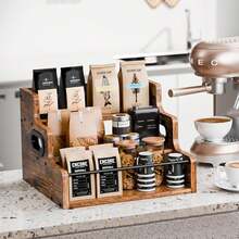 Wooden Kitchen Counter Shelf - 3 Tier Coffee Station Organizer & Spice Rack, Countertop Organizer Spices Accessories, Kitchen Shelf Organiser Home, Coffee Bar - 1 - View 9