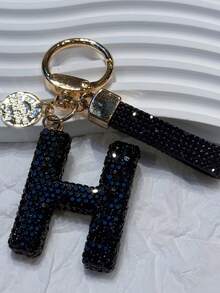 Bling Rhinestone Letter Keychain, 3D Crystal Letter Keyring, Rhinestone Lanyard, Engraved Metal Tag Set, Elegant Bag/Car Key Chain Accessory Gifts For Mother, Father, Graduation, And Teacher - Multicolor - View 21