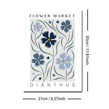 1/3 piezas Conjunto de carteles de lienzo con flores botánicas azules enmarcados/sin marco, arte de pared floral minimalista y abstracto de Hortensia, Azafrán y Clavel para decoración de entrada, pasillo, apartamento, sala de estar, dormitorio, decoración del hogar moderna - A - Ver 12