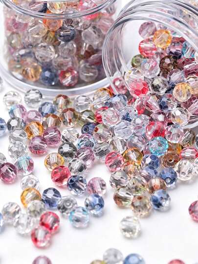 5毫米多面彩色玻璃珠，带孔散珠，适用于DIY珠宝制作、项链、手链、发饰、工艺装饰