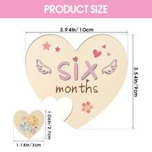 Discos de hitos mensuales del bebé "Hola mundo" 7 piezas con formas de corazón Placas de madera que incluyen 12 meses y tarjeta de identidad Seguimiento del crecimiento del recién nacido para accesorios de fotos Regalo para baby shower Recuerdo de baby shower - Multicolor - Ver 2