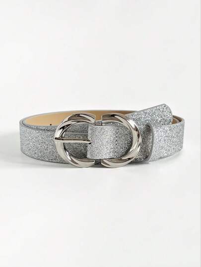 حزام خصر ذو حلقتين لامع، إكسسوار موضة مناسب للفساتين والتنانير والجينز للاستخدام اليومي والعمل والمناسبات