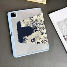 1 件复古蓝白花卉图案 360° 旋转平板电脑保护套，带自动唤醒/睡眠功能、三折支架和笔槽，兼容 iPad、Galaxy Tab 和 iPad 等平板电脑。 - 彩色 - 查看 5
