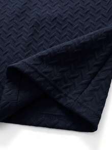 GRDR Men's Fashionable Casual Textured Solid Color Short Sleeve T-Shirt, For Spring/Summer - Navy Blue - View 4