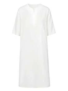 Neue Ankunft Muslimische Herren Kurzarm bestickte Marokkanische Stil Arabische Robe, geeignet für den täglichen Gebrauch und als Geschenk - Weiss - Übersicht 2