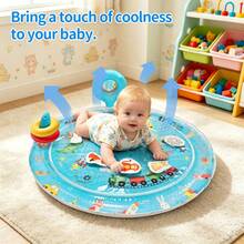1pc Round Inflatable Water Play Mat With Mirror, PVC Material Toddler Water Play Mat, Encourages Activity And Sensory Development, Suitable For Infants - Multicolor - View 3