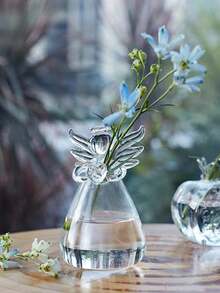 1pc Bohemian Style Angel Design Glass Vase, Modern Glass Vase Suitable For Fresh Or Artificial Flowers - Cylindrical Round Vase, Smooth Sides, Minimalist Wedding Centerpiece Decor, Coffee Table & Dining Table Decor - Decorative Glass Flower Pot, Transparent Hanging Planter, Wedding Party Home Decor Pedestal Vase - A - View 4