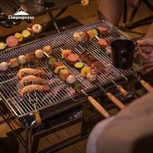 CAMPINGMOON 1 pièce Fourchette à barbecue plate en acier inoxydable avec manche en bois de hêtre, aiguille à rôtir pour brochette de viande pour le camping en plein air et la cuisine de jardin K480 - Argent - Voir 8